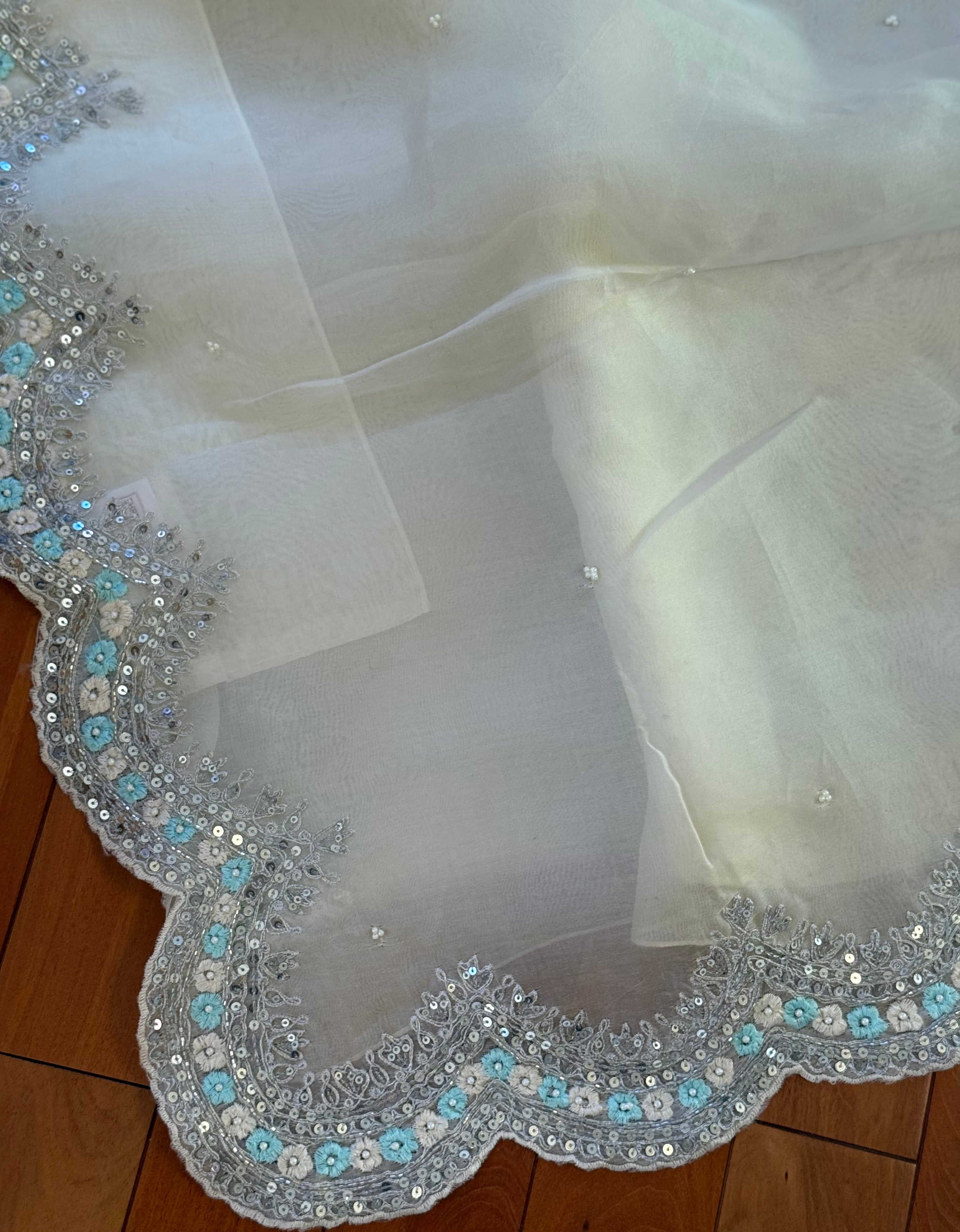 Pure organza silk with embroidery work