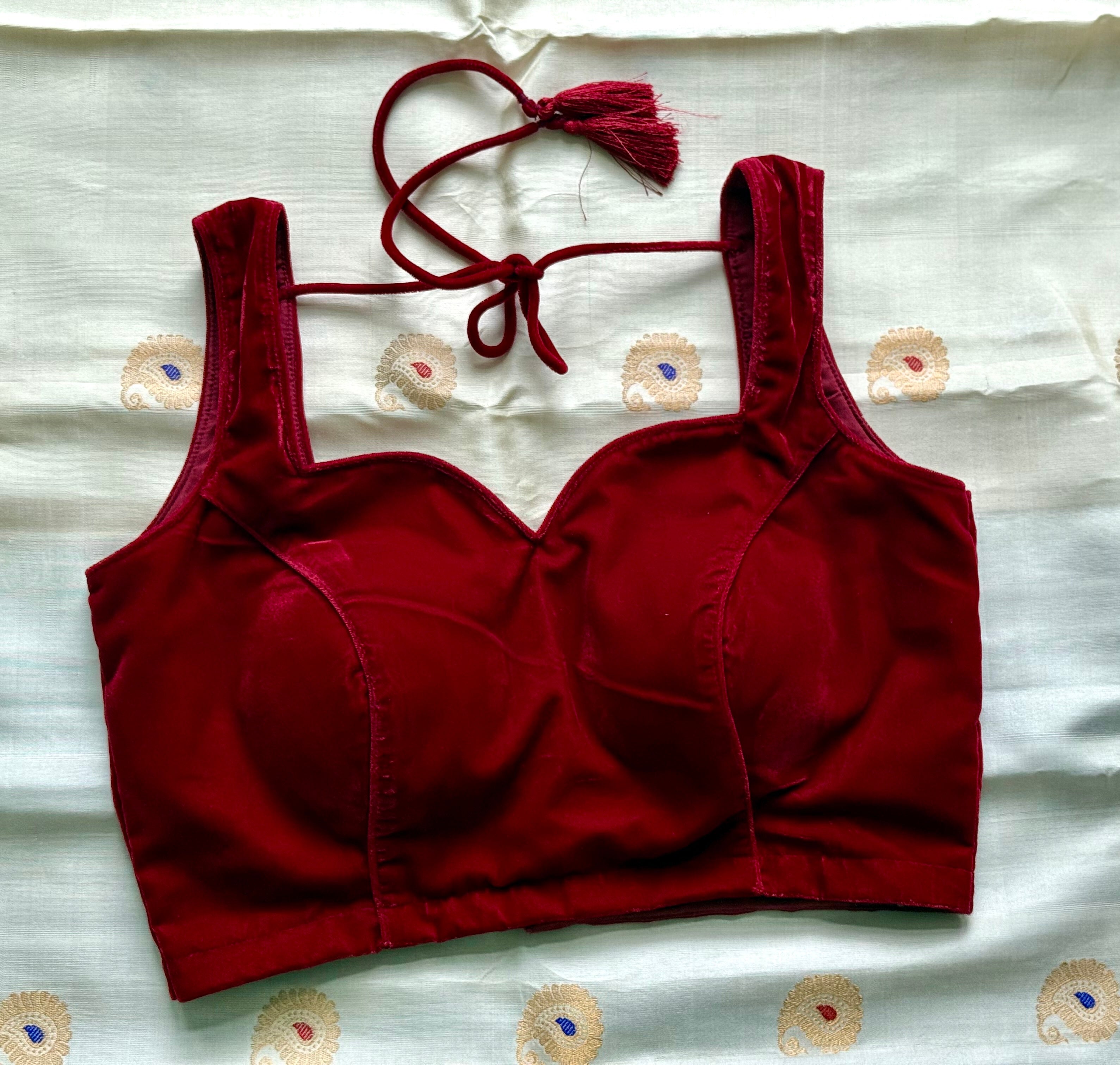 Maroon Velvet Blouse
