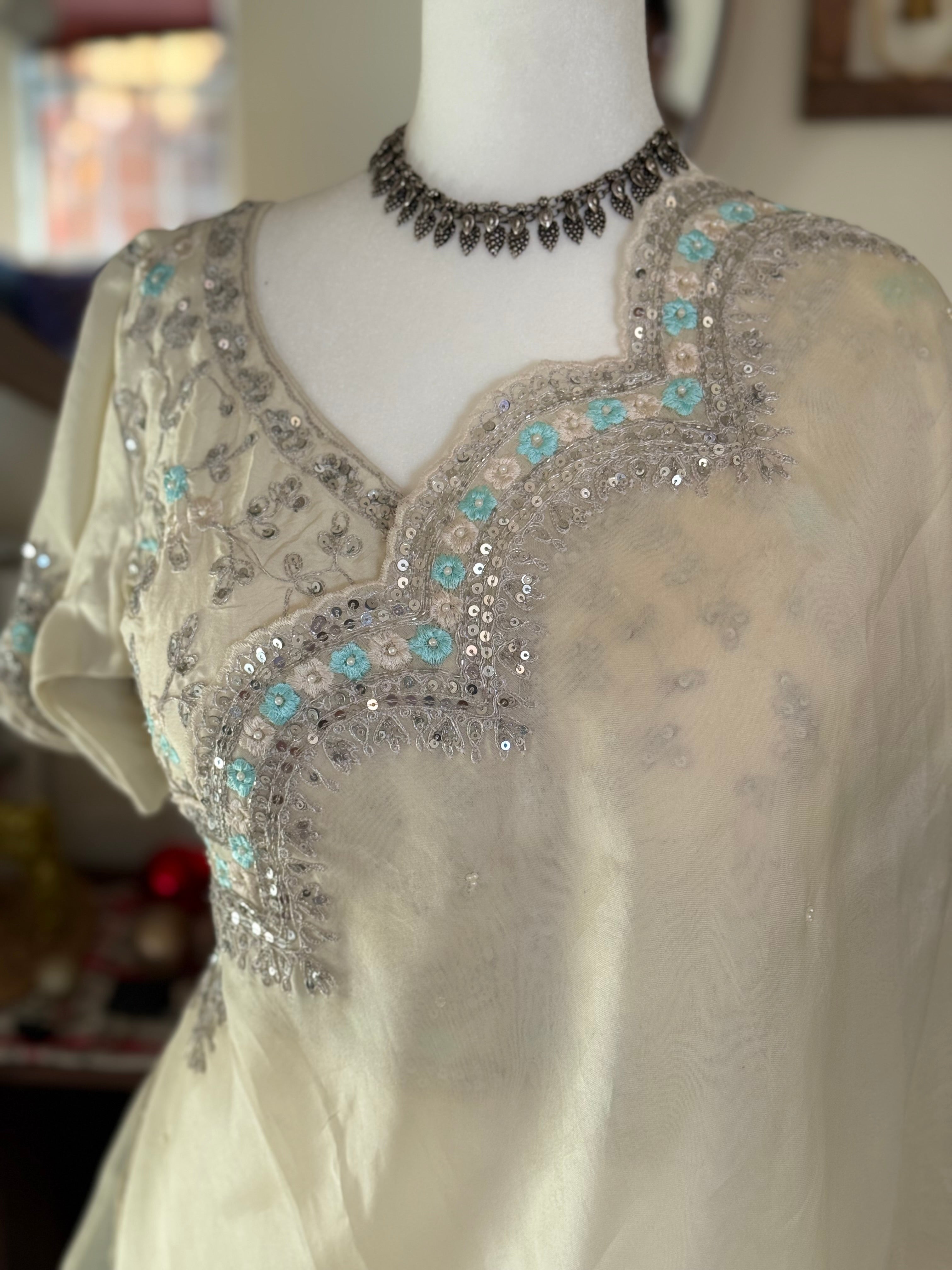 Pure organza silk with embroidery work