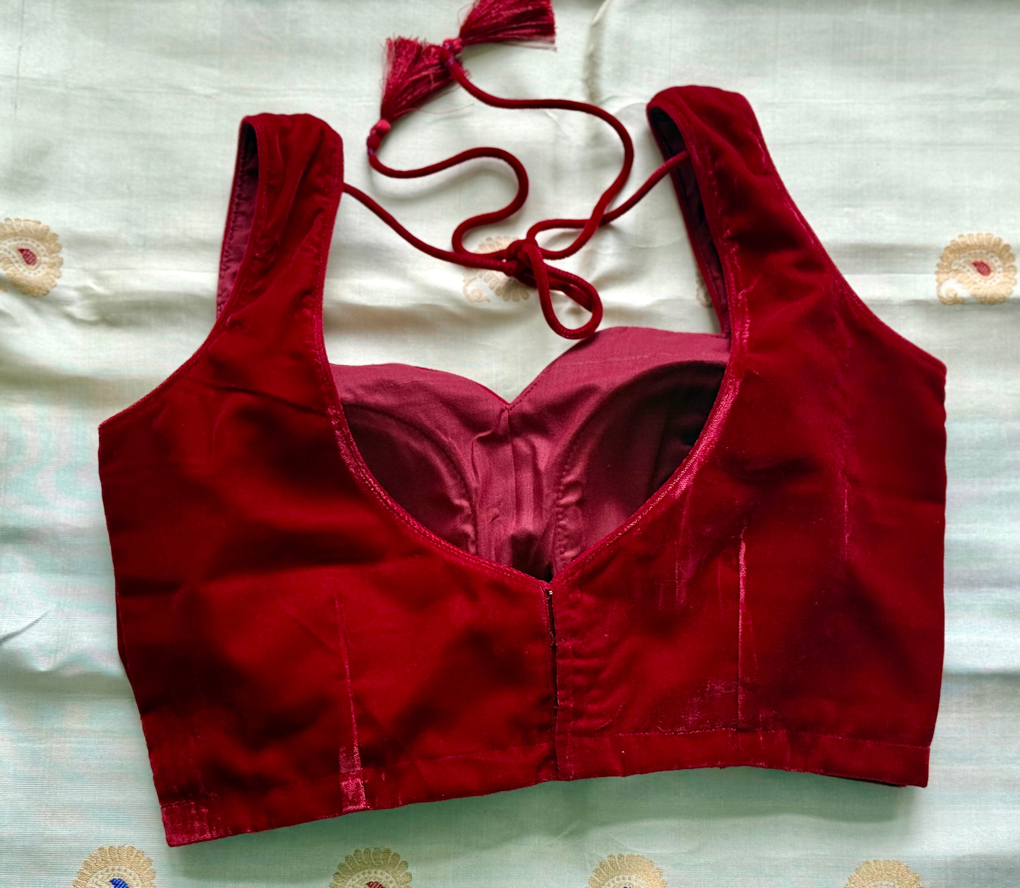 Maroon Velvet Blouse