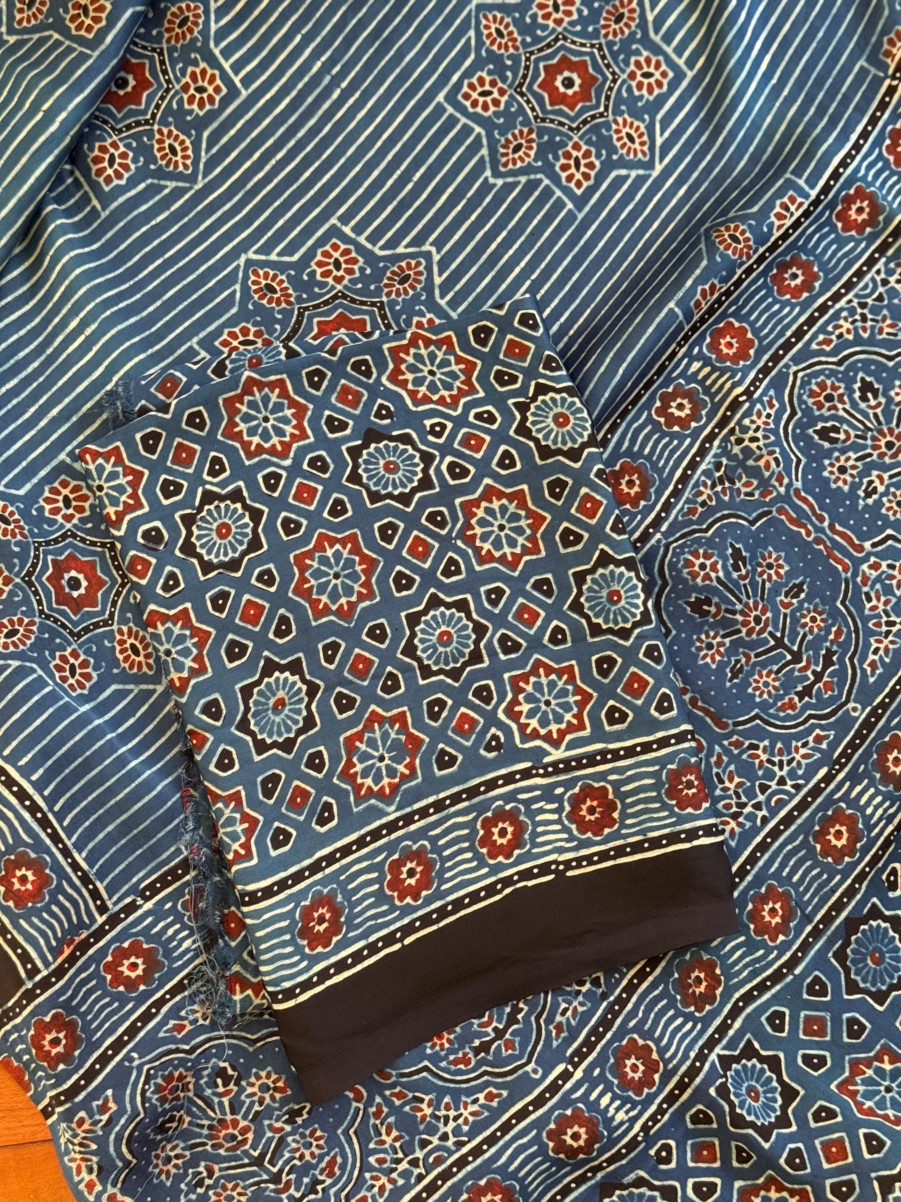 Ajrakh Modal Silk Indigo Saree