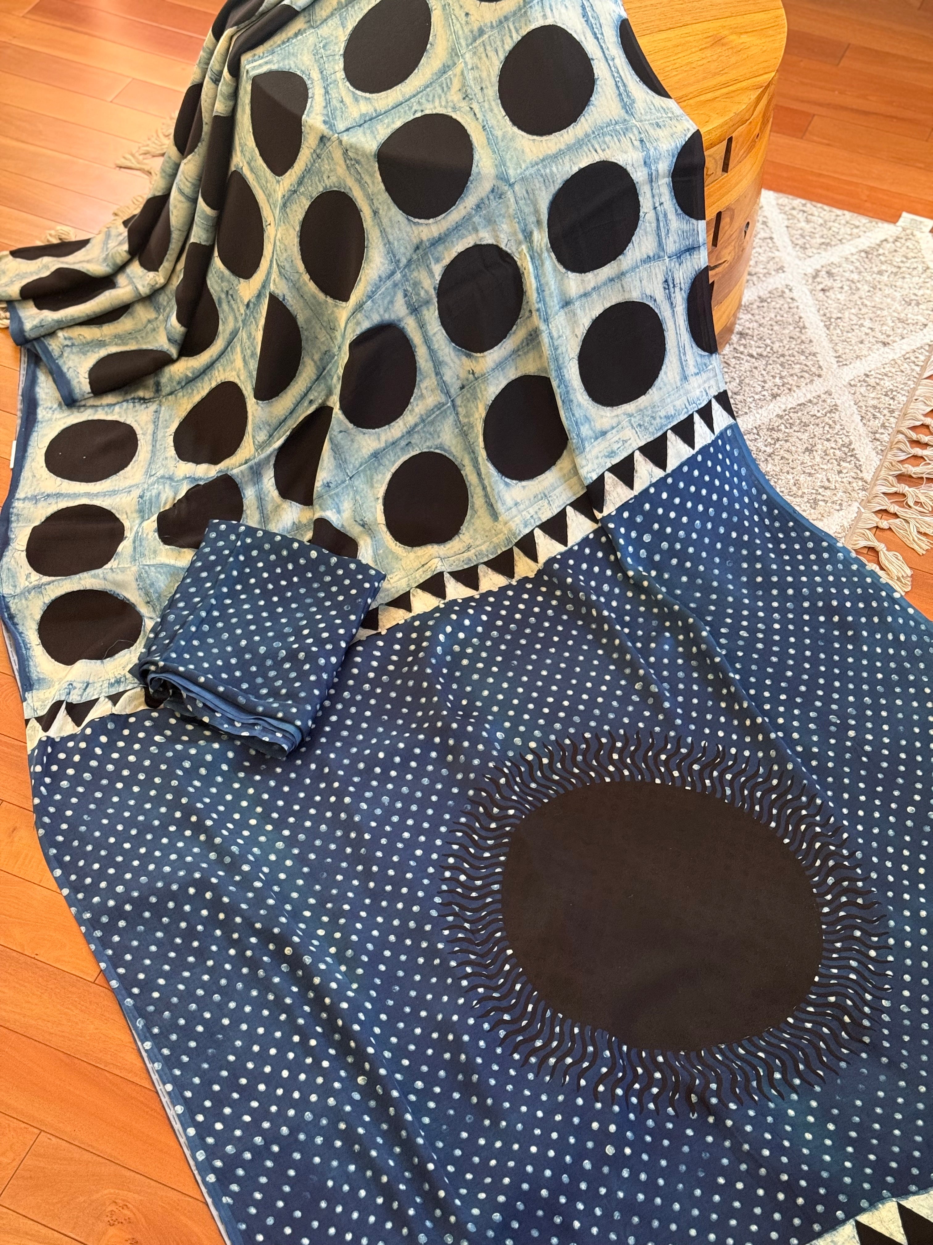 Modern Ajrakh Modal Silk Saree