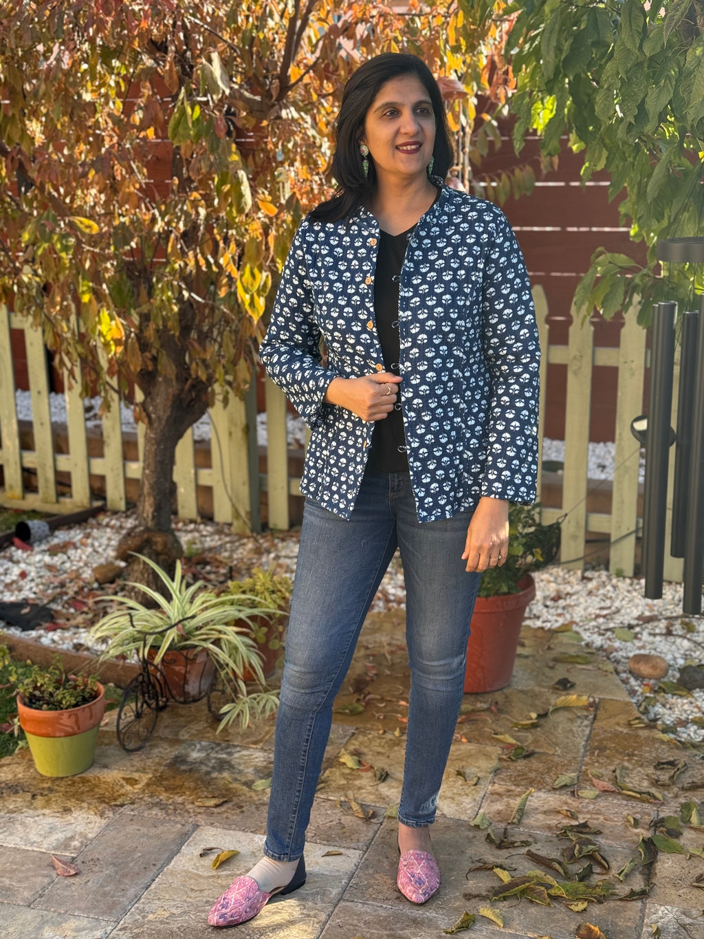 Indigo blue reversible jaipuri jackets