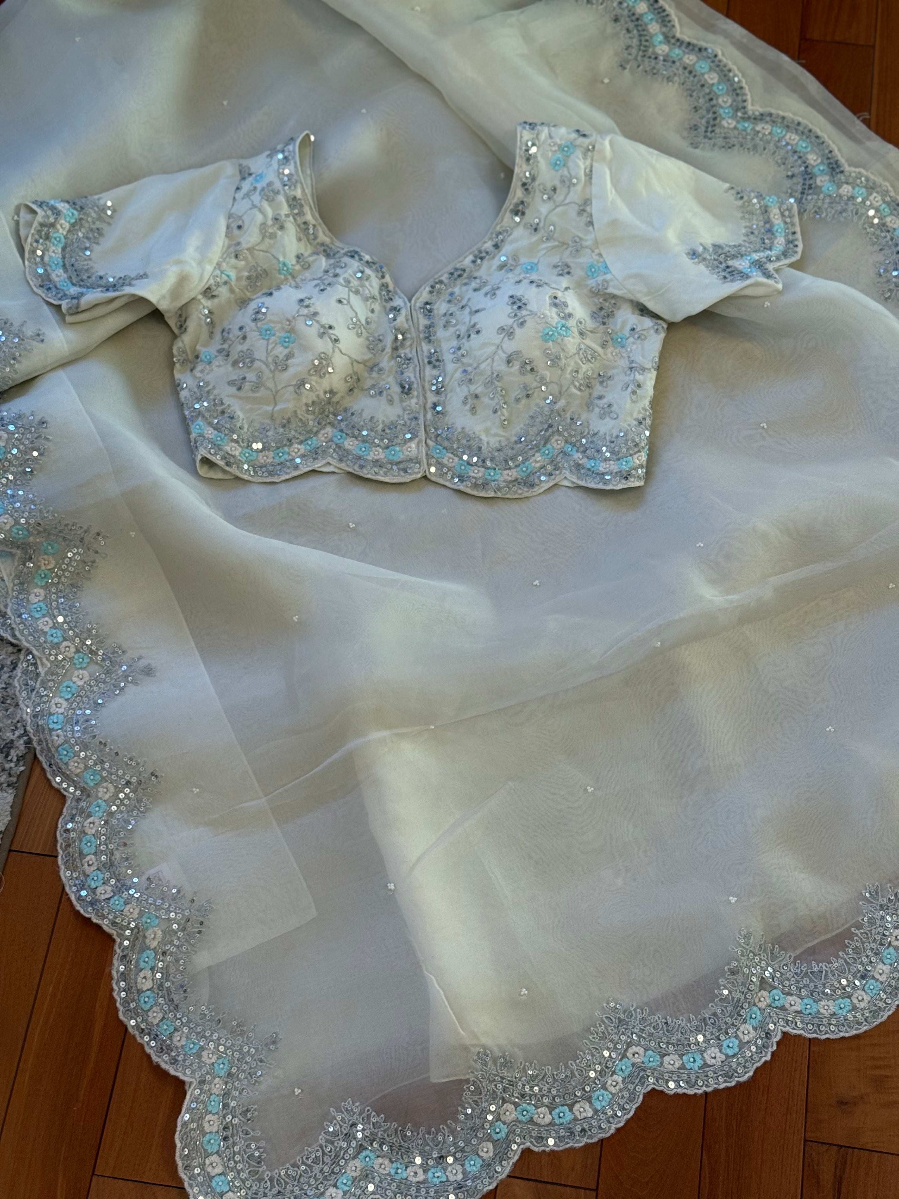 Pure organza silk with embroidery work