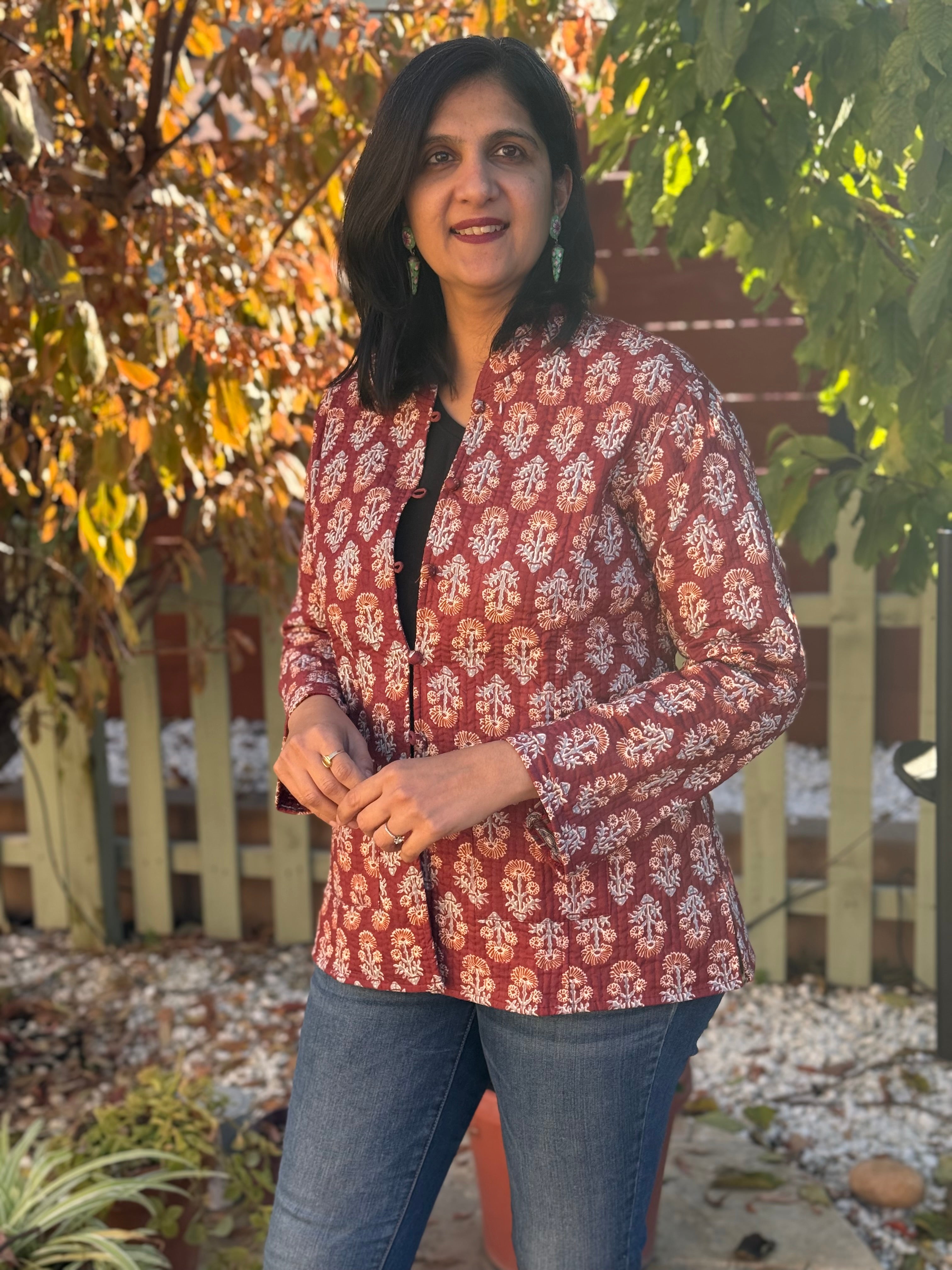 Maroon - Maroon jaipuri reversible jackets