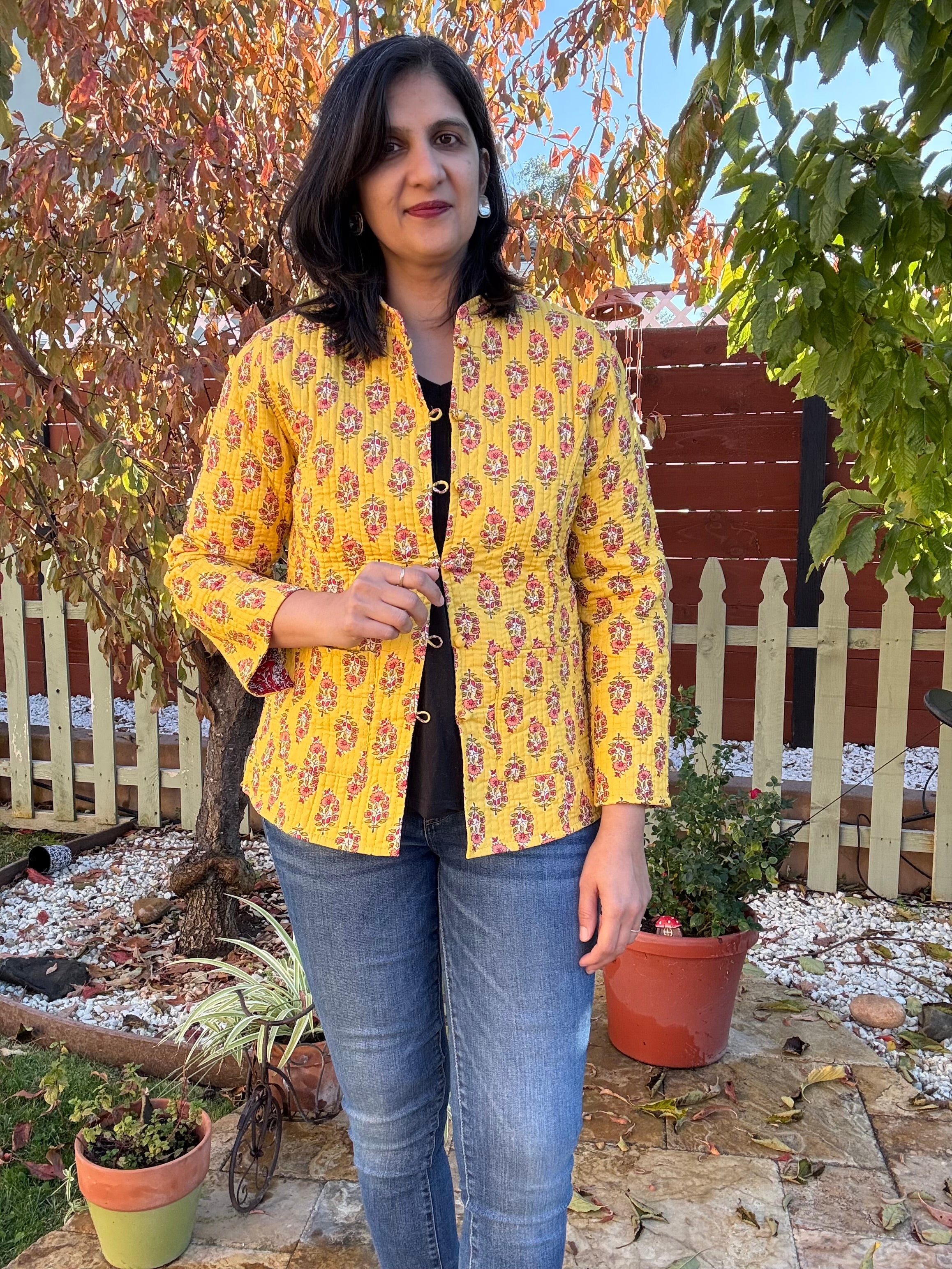 Yellow - Maroon reversible quilted jackets