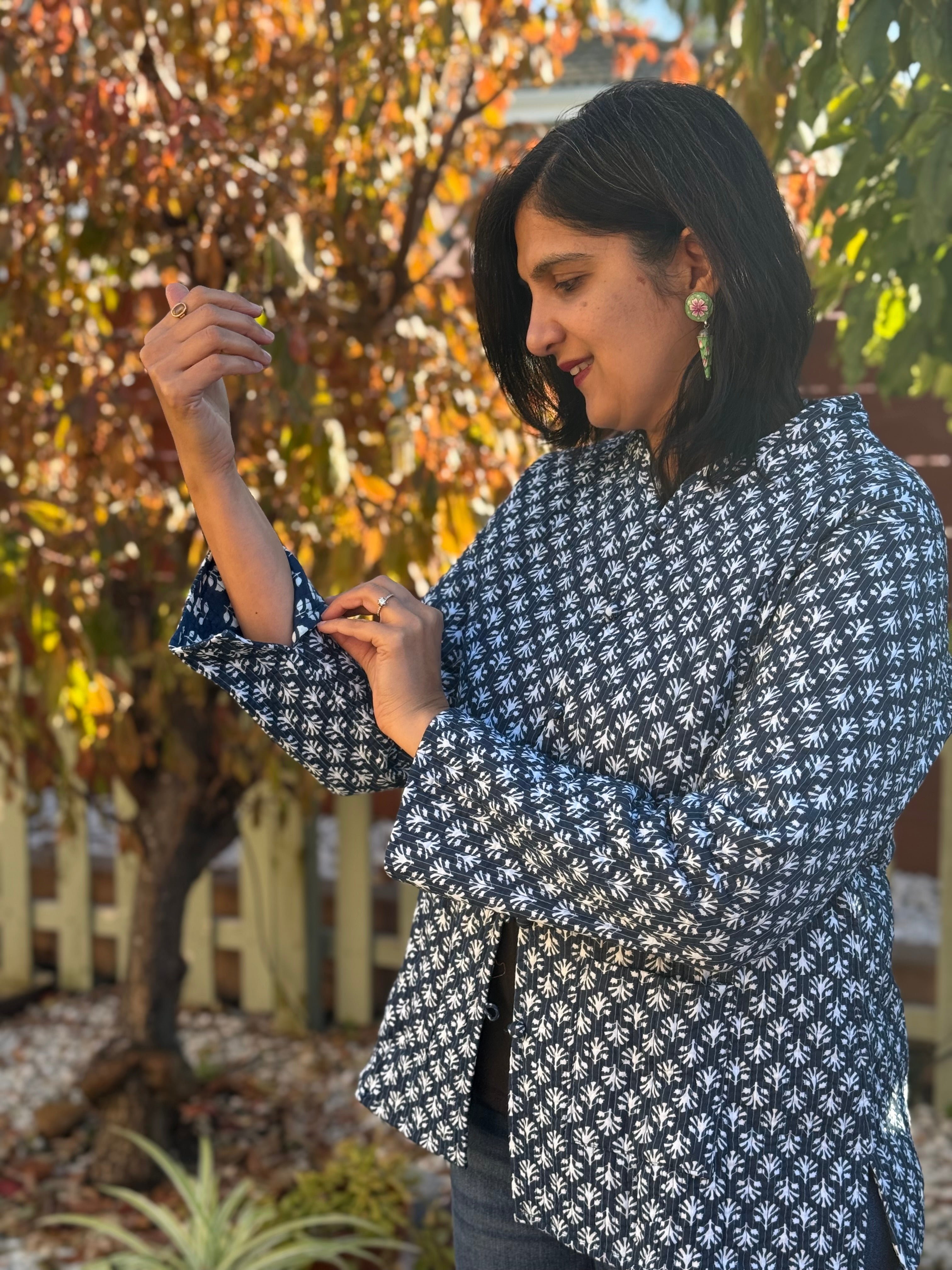 Indigo blue reversible jaipuri jackets