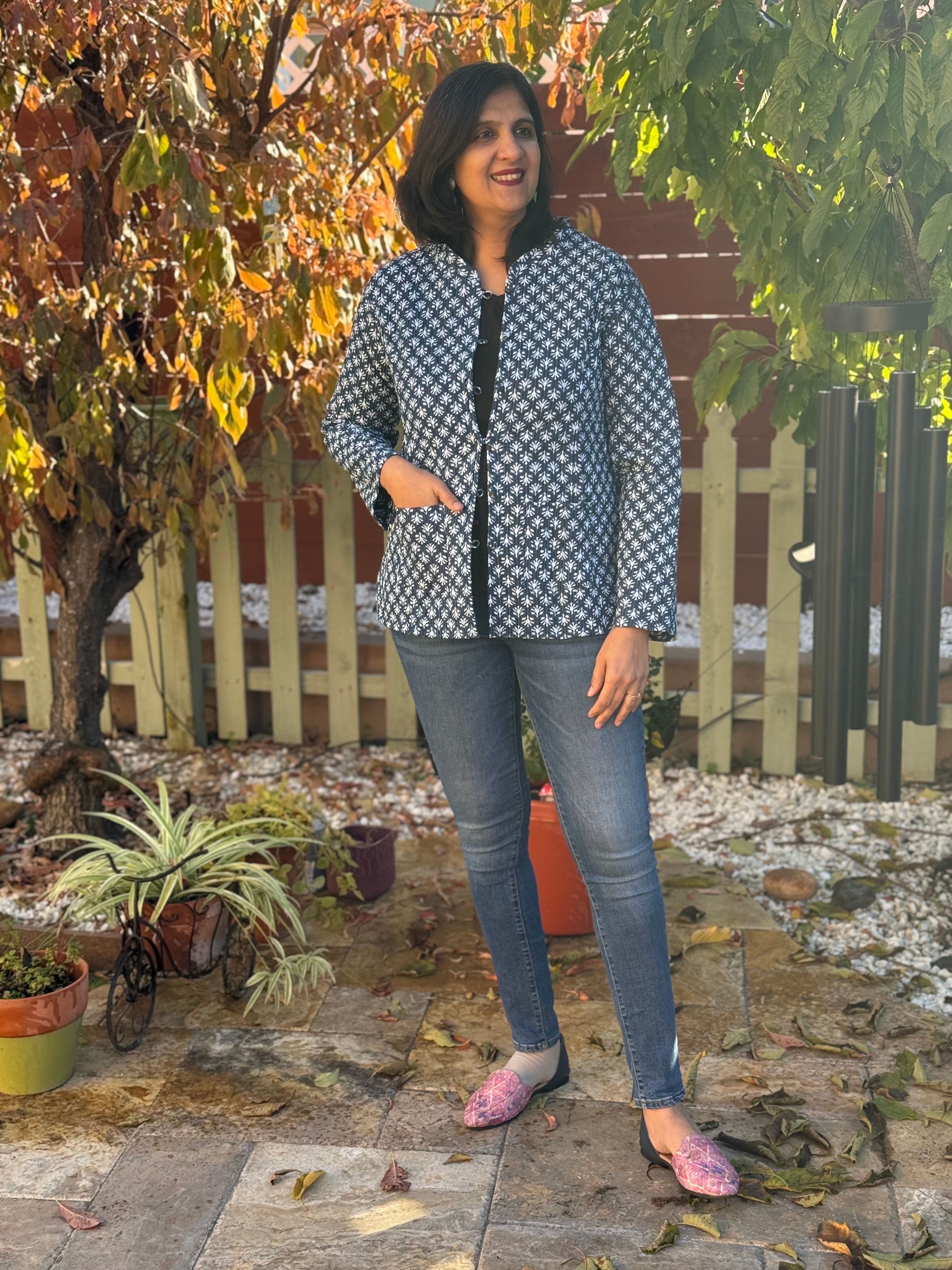 Indigo blue reversible jaipuri jackets