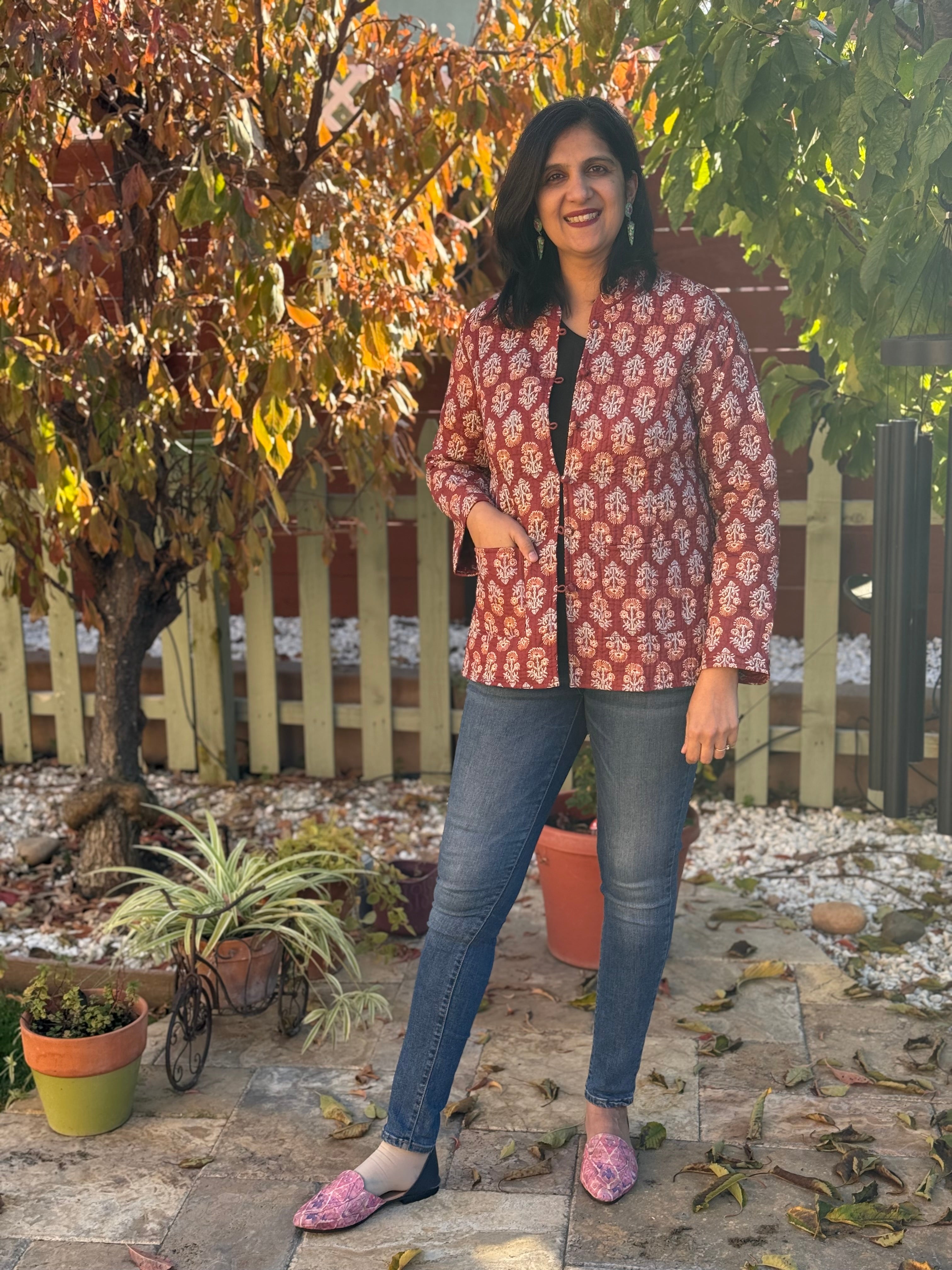 Maroon - Maroon jaipuri reversible jackets