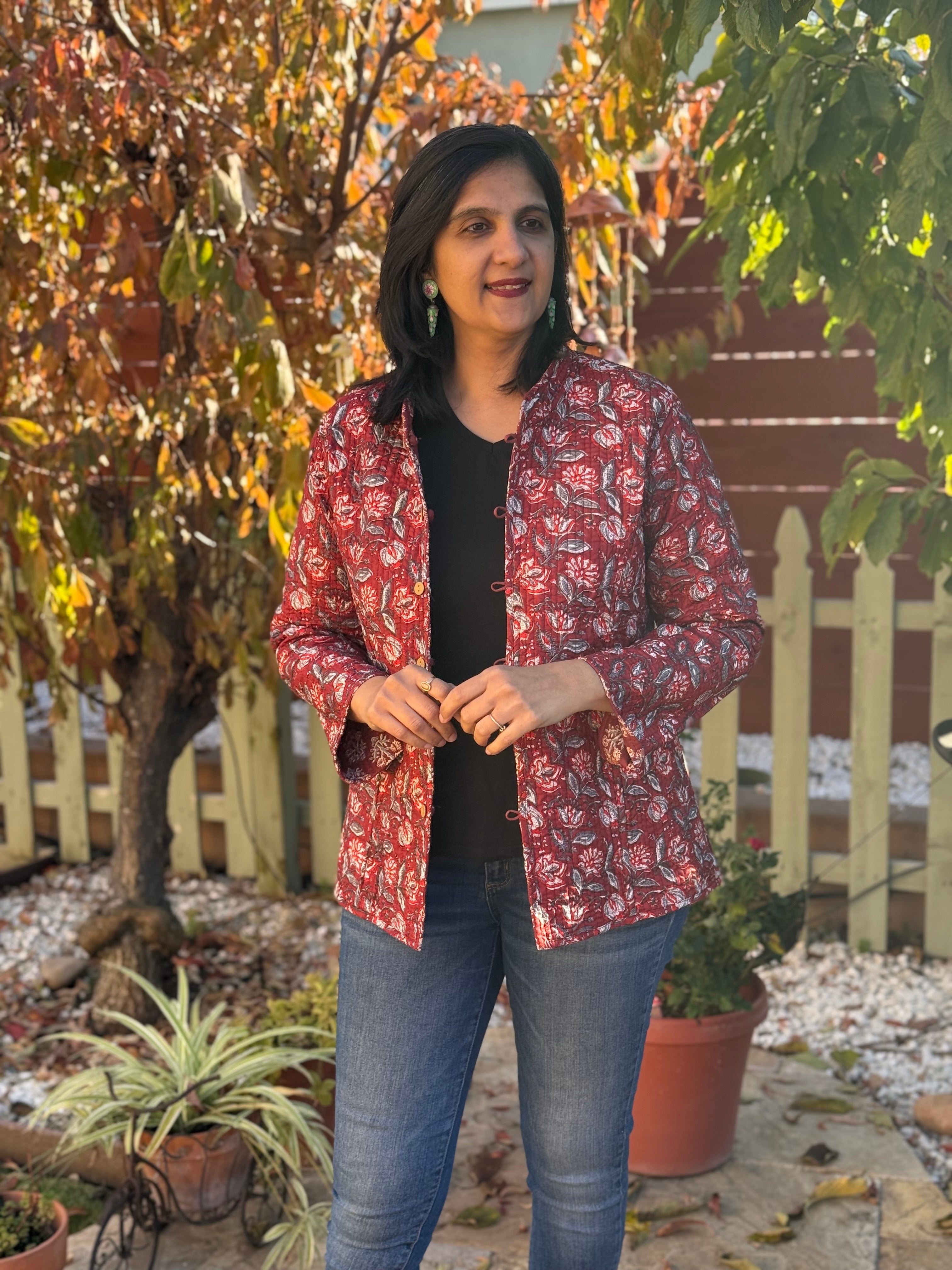 Maroon - Maroon jaipuri reversible jackets