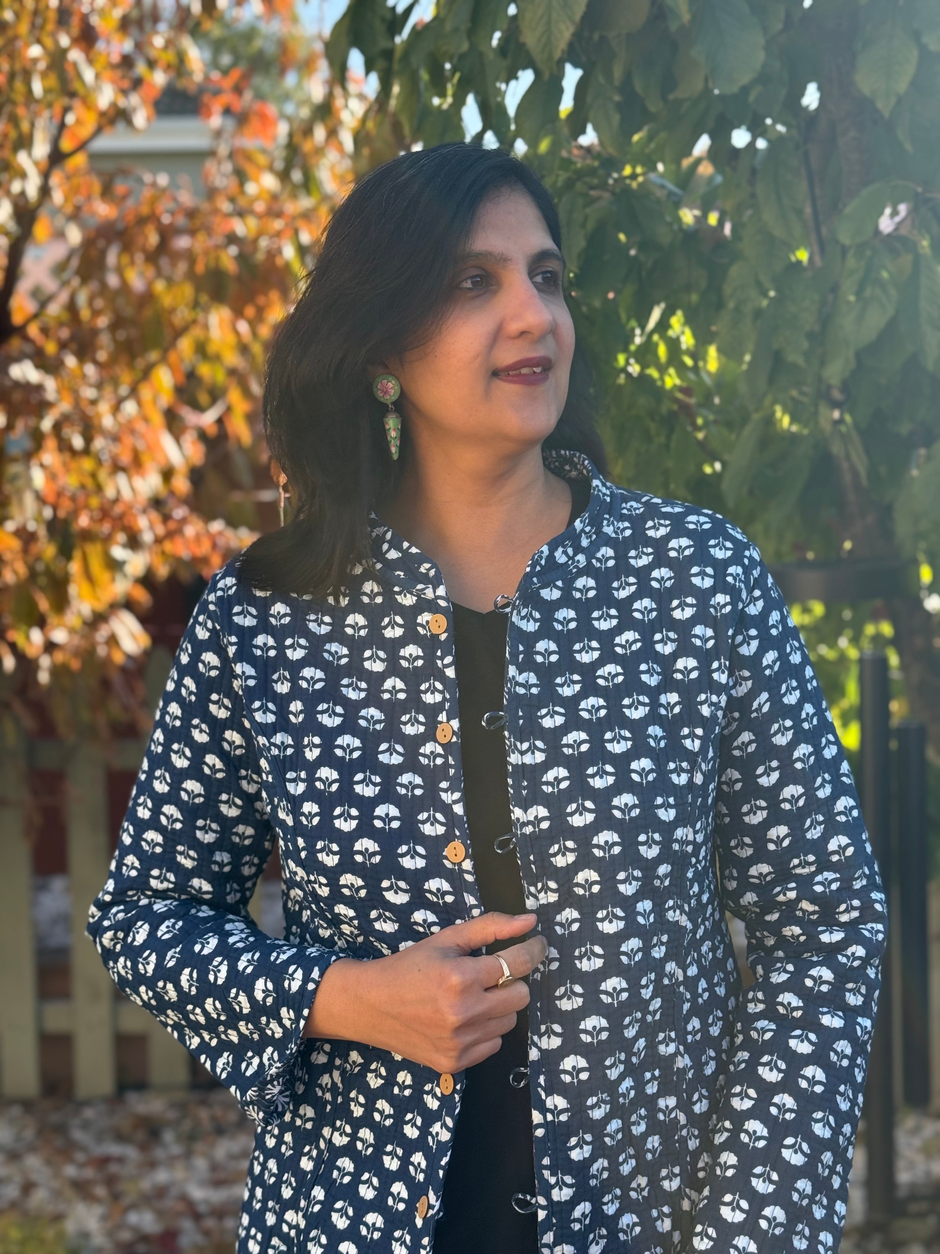 Indigo blue reversible jaipuri jackets