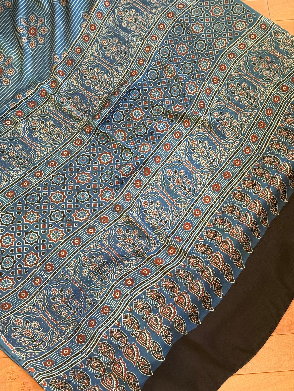 Ajrakh Modal Silk Indigo Saree