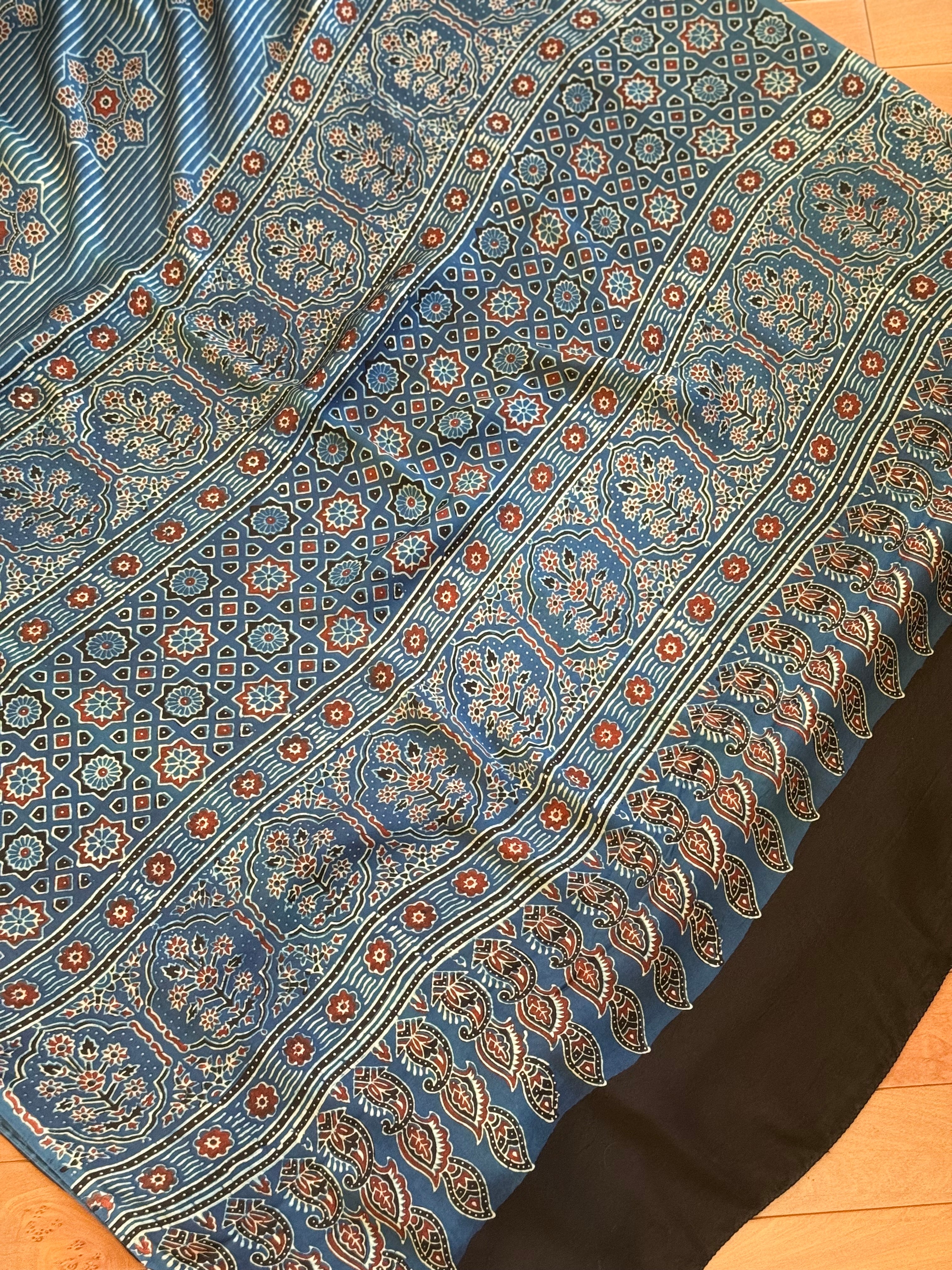 Ajrakh Modal Silk Indigo Saree