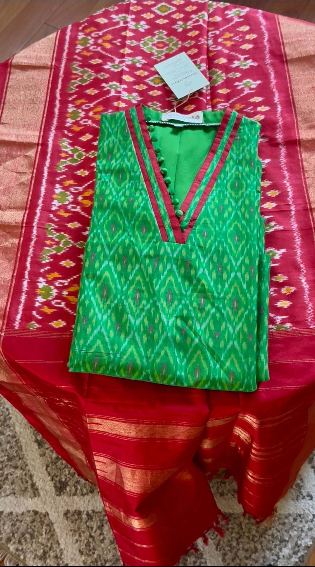 Ikkat Silk Kurta Set